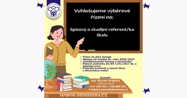 Výběrové řízení na pozici: Spisový a studijní referent/ka školy